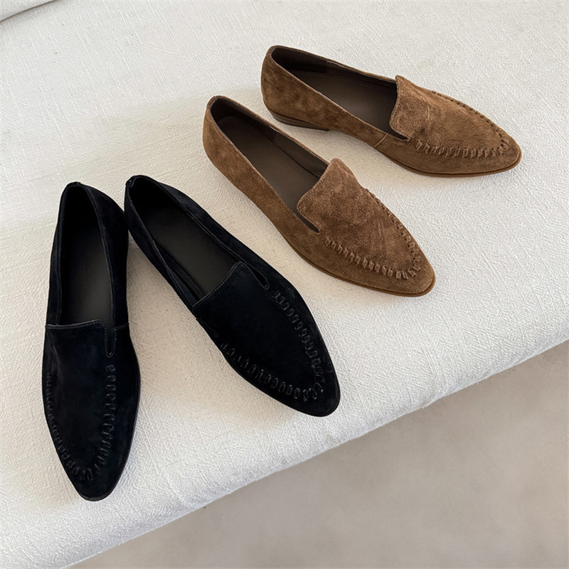 Sewing New - Yeni İlkbahar/Sonbahar Kadın Loafer'lar Koyun Süet