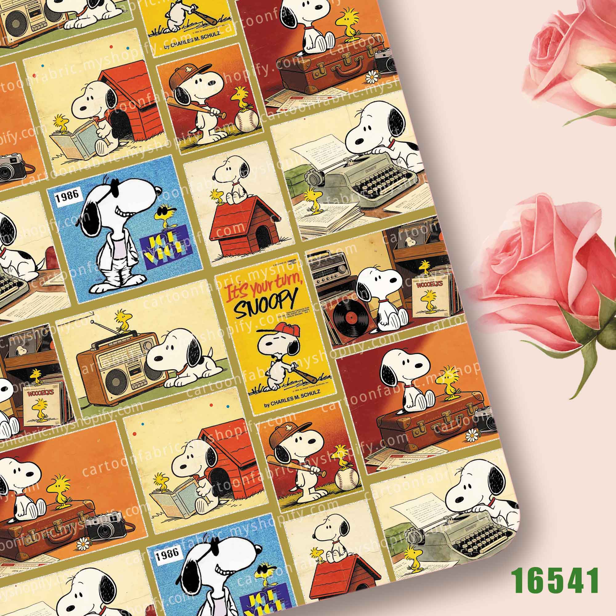 Sewing And Textile - TAKARA TOMY Snoopy Kumaş140x50CM Karikatür Baskılı