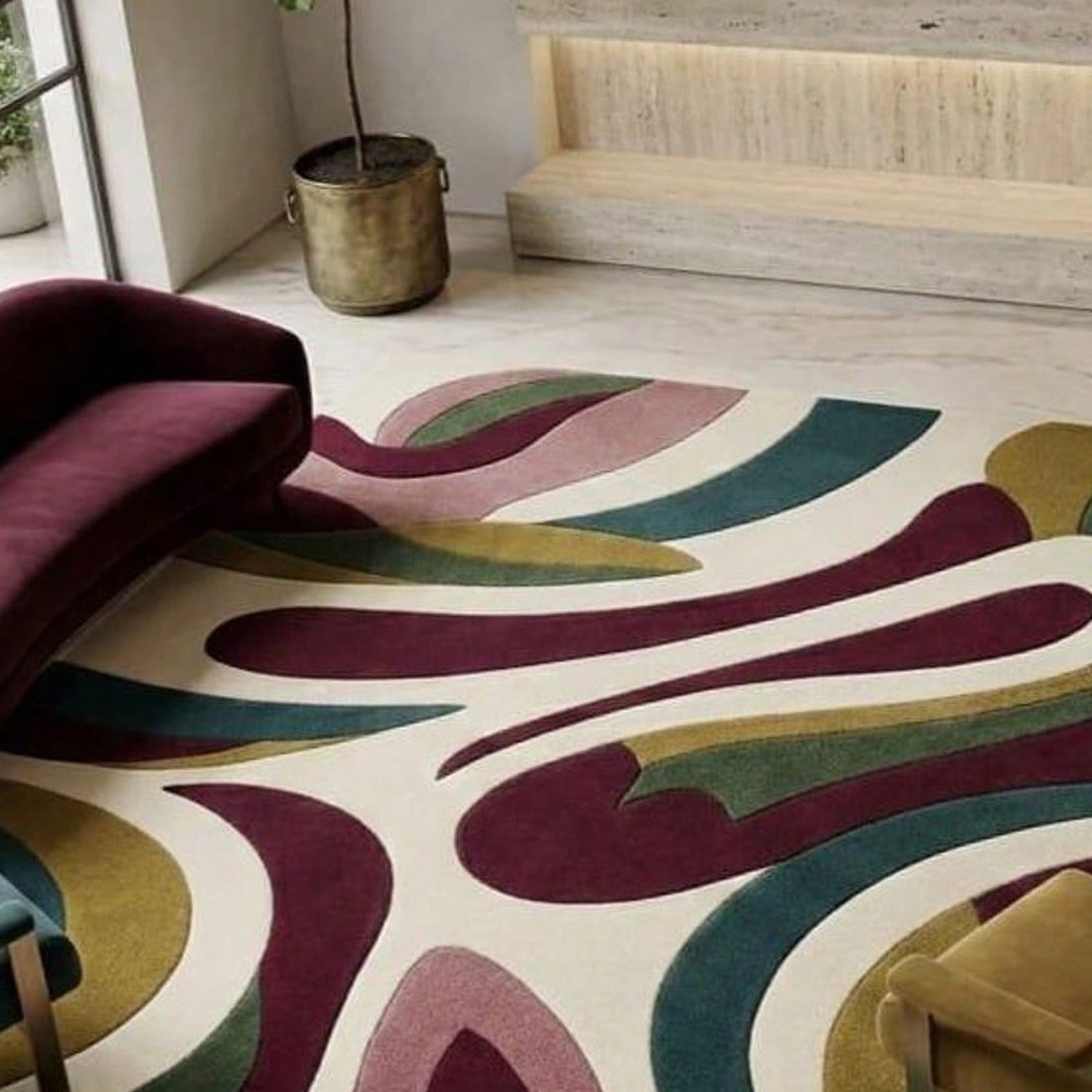 Century Textile & Sewing Supply Online Shopping - Soyut Desenli Halı, Orta Yüzyıl Modern