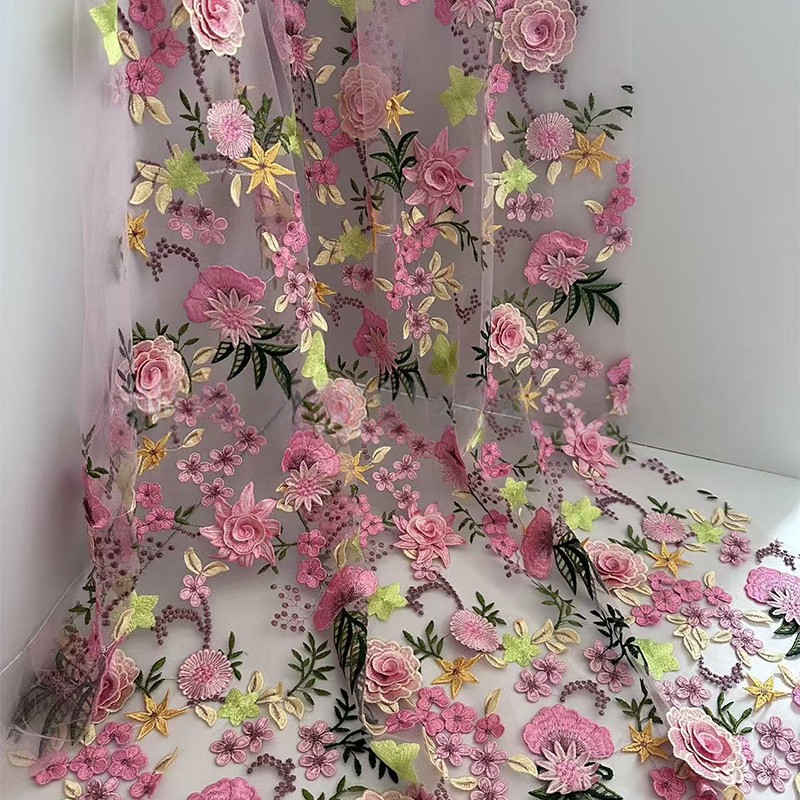 90x130cm 3D Çiçek İşlemeli Tül - Sewing And Textile incelemesi ve fiyatı