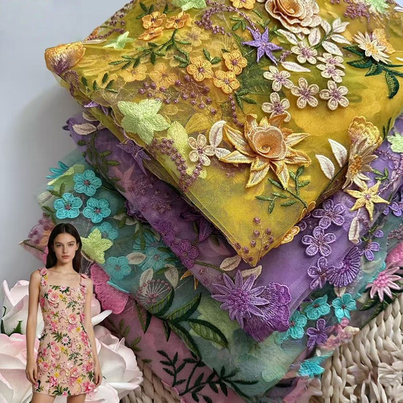 90x130cm 3D Çiçek İşlemeli Tül - Sewing And Textile incelemesi ve fiyatı